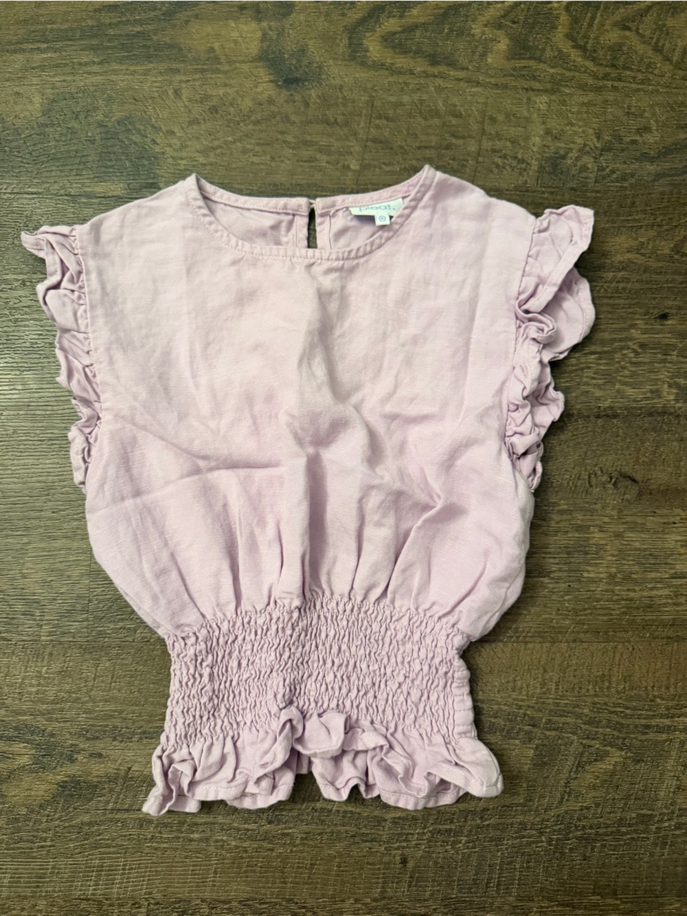 Girls PLEAT lavender Smocked Ruffle Top